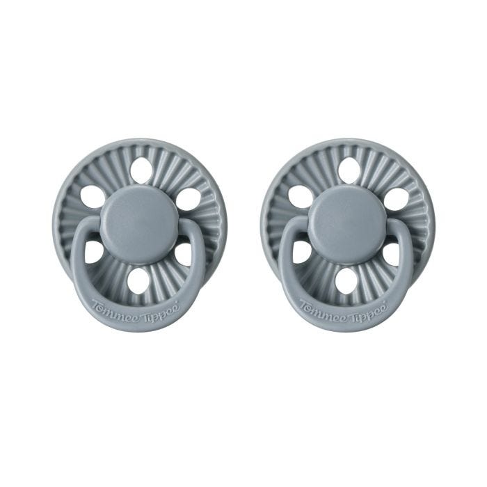 The Style Edit soothers in Graphite Blue on a white background.