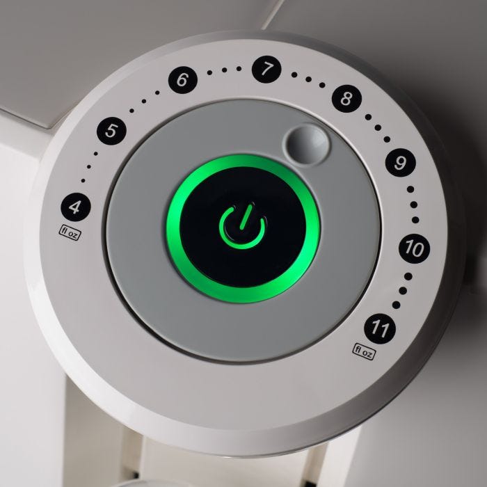 Gros plan du bouton d&apos;alimentation de l&apos;Original Perfect Prep