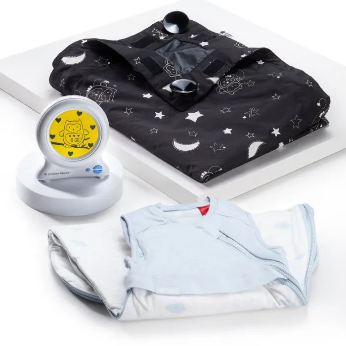 Products included in the clock change bundle. Including all-season sleepbag, groclock and large portable blackout blind.