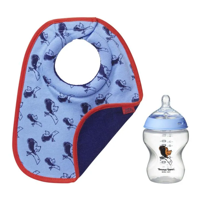 Milk bib and Natural Start bottle against a white background