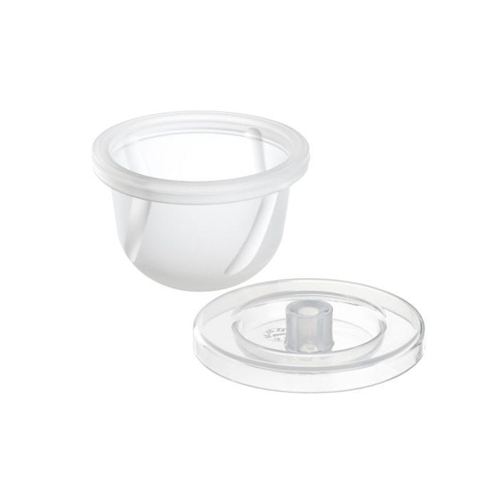 Adiaphragm and cap that fitsingle and double electric breast pumps from Tommee Tippee. 