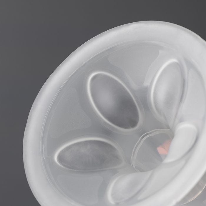 Close up of the massaging petals on a double electric breast pump