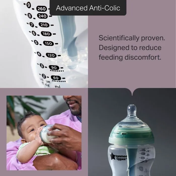 Grid style asset with 3 images of Advanced Anti-Colic and product feature text