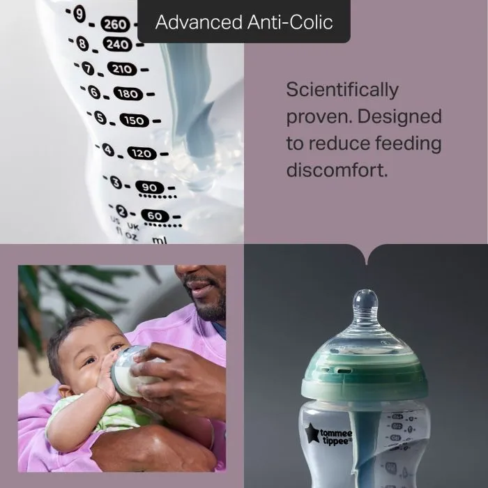 Grid style asset with 3 images of Advanced Anti-Colic and product feature text