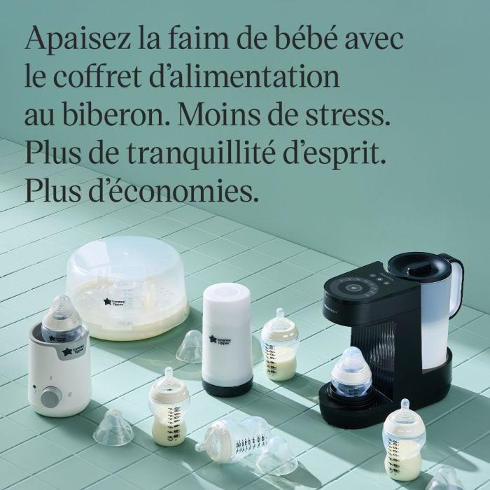 Coffret Premium Alimentation au biberon sur fond vert avec le slogan USP