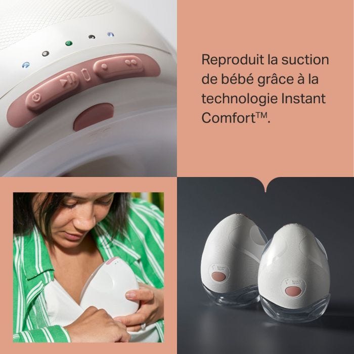Image d&apos;une mère utilisant un tire-lait portable, gros plan sur les commandes et un double tire-lait portable