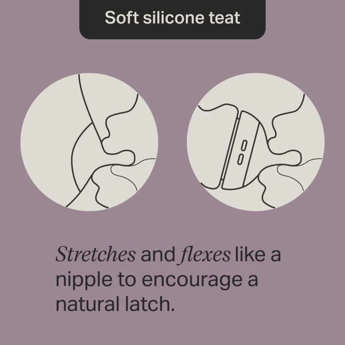 Two keyline images of a baby breastfeeding and a baby bottle feeding with text about switching between breast and bottle