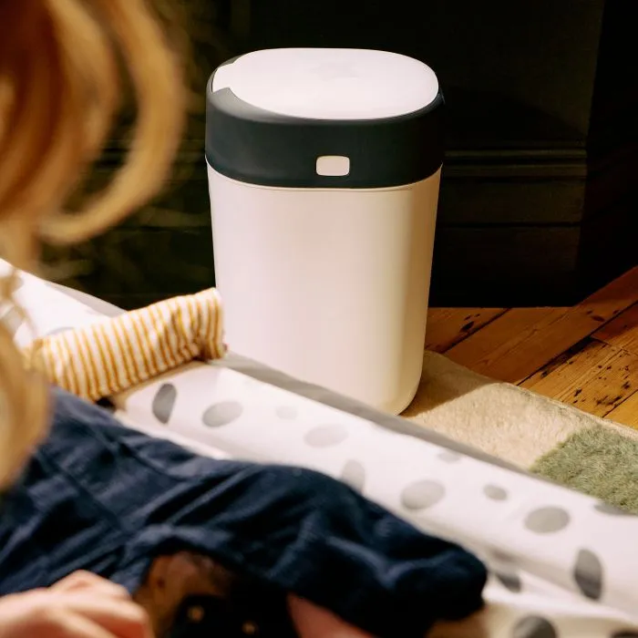 White Twist & Click nappy bin in a nursery