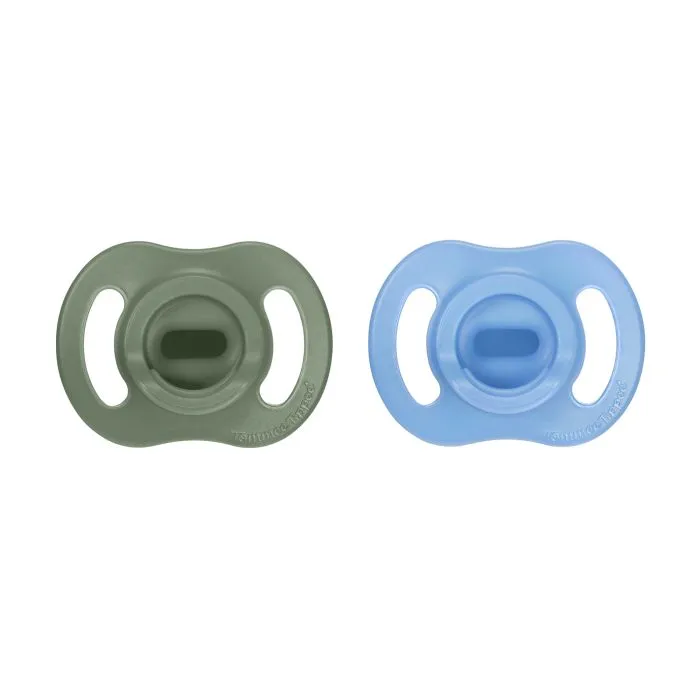 Ultra-light StayPut pacifiers in a packaging box on a white background.