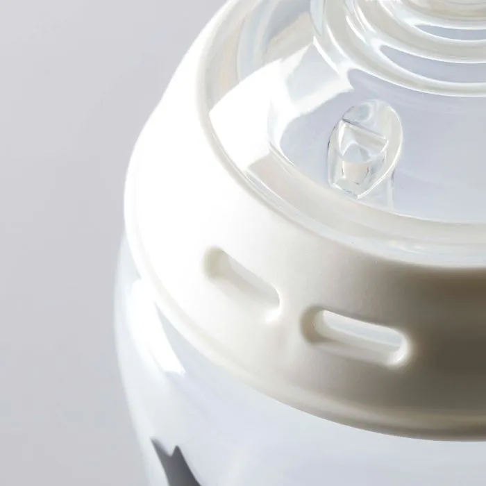 Close up of sterilizing vents on the Natural Start baby bottle ring.