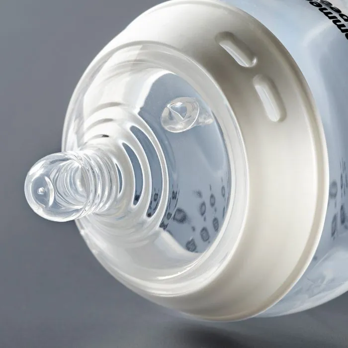 Close up of Natural Start baby bottle’s sterilizing vents and nipple