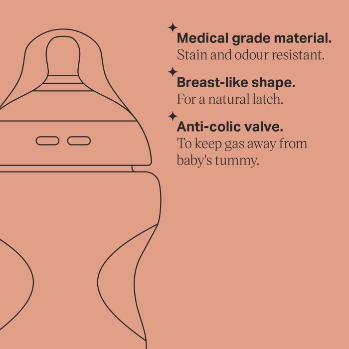 Line drawing of PPSU baby bottle with key feature bullet points