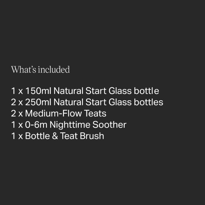 What&apos;s included in the Natural Start Glass Newborn Starter Set.