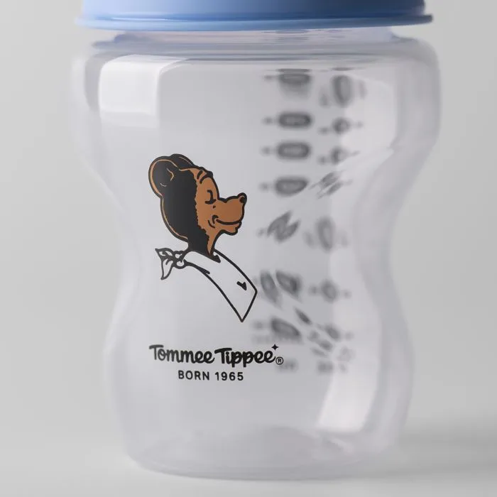 Close up image of the Tommee Tippee bear decoration on a Natural Start bottle