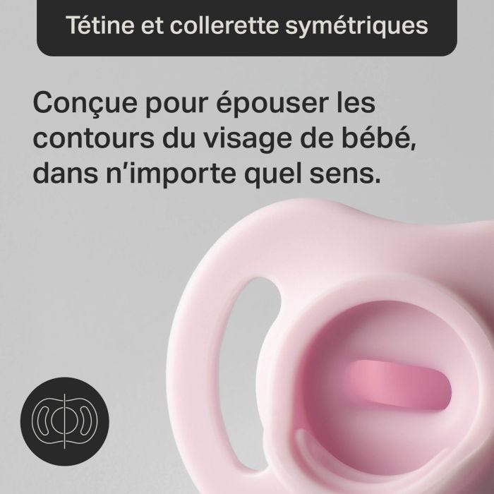 Gros plan d&apos;un bouclier de sucette ultra-léger avec un texte sur la conception confortable.