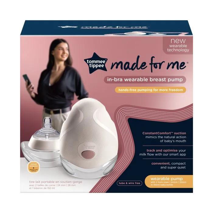 Single wearable breast pump packaging box against a white background