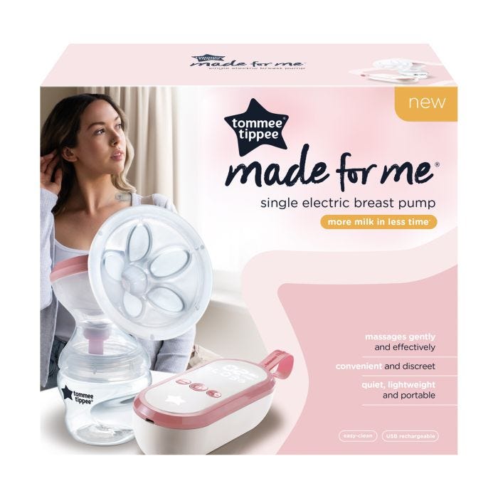 Single electric breast pump with power unit packaging box.