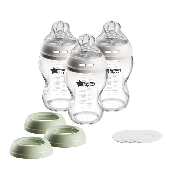 3 Uses Glass Bottle Set against a white background