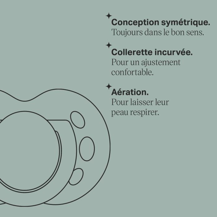 Dessin de la sucette à côté d&apos;une liste de caractéristiques clés
