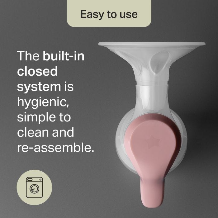 Aerial shot of our manual breast pump and horn with usage guidance.