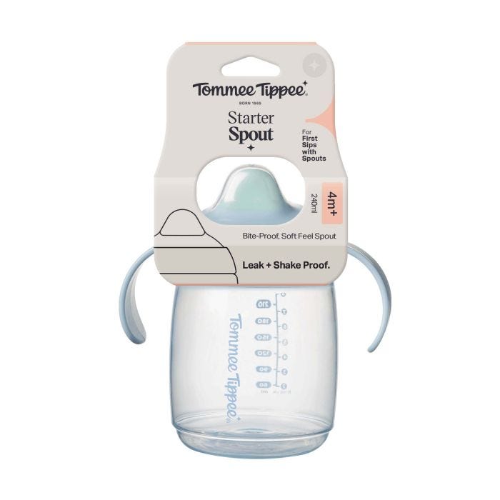 Starter Spout cup in it&apos;s packaging against a white background