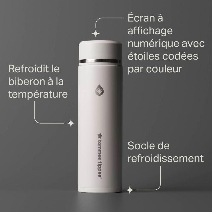 Fiole de refroidissement PrepGo sur fond gris avec indication des caractéristiques du produit