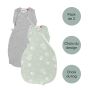 gigoteuse avec Pippo endormi de couleur grise et steppee grofriend woodland sur fond blanc avec lot de 3, choix des motifs et tog en médaillons