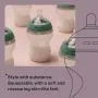 Silicone baby bottles containing milk