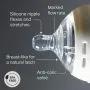 Natural Start bottle nipple on its side against a grey background with pointers to the key product features