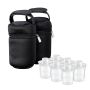 Six Formula Milk Dispensers and 2 Insulated Bottle Bags on white background