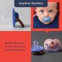 Grid style asset showing images of pink and blue soothers with product messaging 