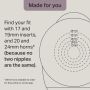 Icon of the different horn and insert sizes with text about finding your fit.