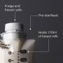 Close-up of a breast milk pouch lid with key feature pointers.