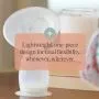 Silicone Breast Pump containing milk with text about the lightweight design.