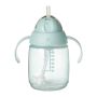 Green starter straw cup against a white background
