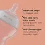 Side shot of a Natural Start baby bottle and list of key features.