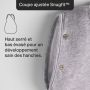 Gros plan des fermetures des bras du sac à langer avec un texte sur l&apos;ajustement.