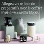 Tous les composants de l&apos;offre groupée Get Ready for Baby sur un fond bleu et violet