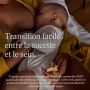 Bébé allaité avec un texte sur le passage facile du sein à la sucette.