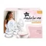 Double electric breast pump and power unit packaging on a white background.