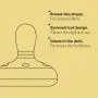 Keyline of breast-like night pacifier with key features listed next to it