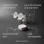 Wide shot of the double electric breast pump with power unit and key feature pointers.