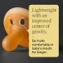 Close-up of a breast-like night pacifier and text about the lightweight design.
