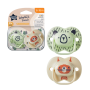 pacifiers in packaging on a white background