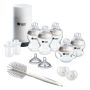 All Ready for Baby bottle set components against a white background
