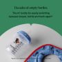 Milk bib and Natural Start bottle laid out against a grey background with text overlay of product messaging