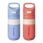 Two on-the-go straw cups on a white background