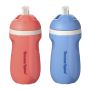 Two sporty straw cups on a white background