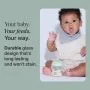 Baby sat on the floor with a Natural Start glass bottle with text overlay of product USP