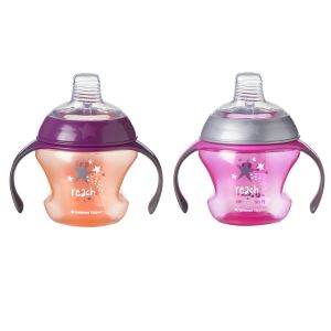 First Sips Soft Nipple Transition Cups, pink (4 months+) - 2 pack